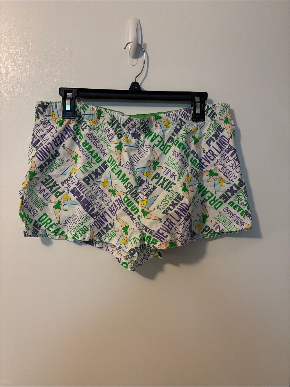 Disney Tinker Bell Print Women's Athletic Lounge Shorts Large